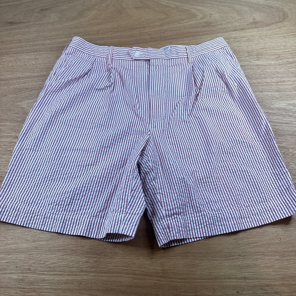 Berle Men's Seersucker Shorts Striped Flat Front Preppy 37 Business Casual